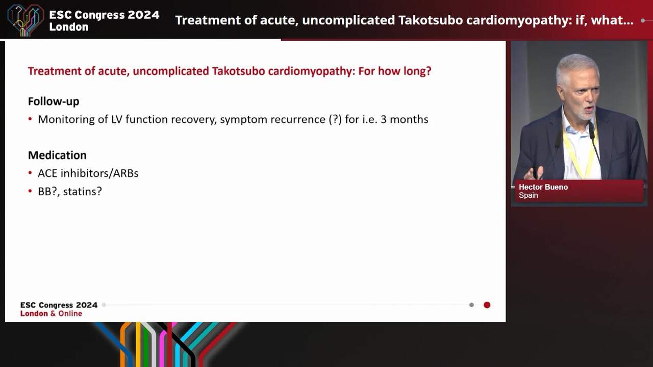 Treatment of acute, uncomplicated Takotsubo cardiomyopathy: if, what, and for how long?