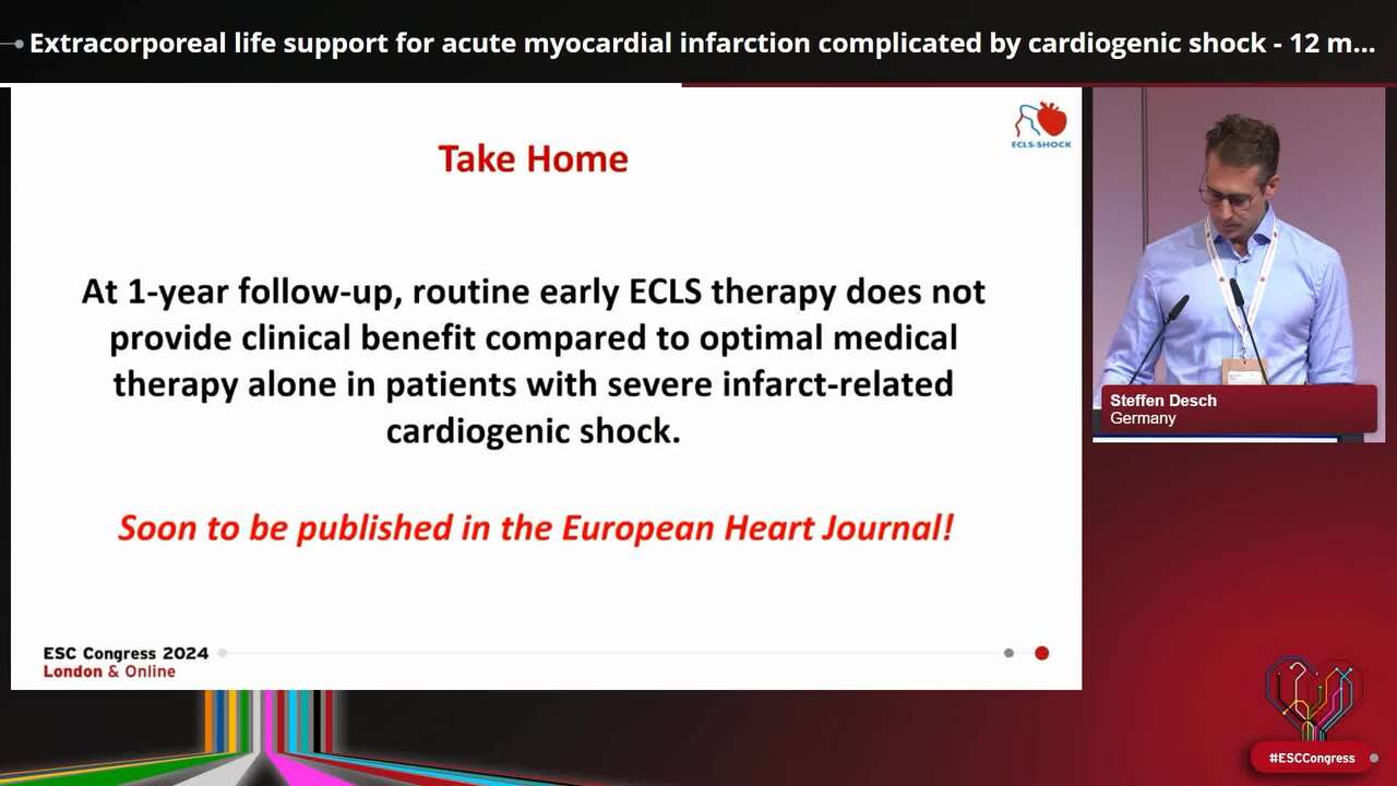 Extracorporeal life support for acute myocardial infarction complicated by cardiogenic shock - 12 months results of the ECLS-SHOCK trial