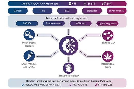 Supervised machine learning including environmental factors to predict in-hospital outcomes in acute heart failure patients