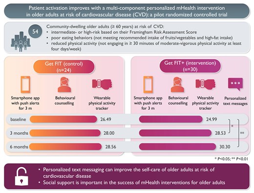 Patient activation improves with a multi-component personalized mHealth intervention in older patients at risk of cardiovascular disease: a pilot randomized controlled trial